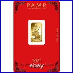 24k Gold 5 Gram Pamp Suisse Year of the Rat Bar Encased in 14K Gold 24.1mm 14.8m