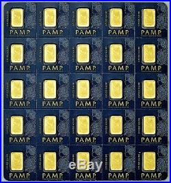 25 Gram PAMP Suisse Divisible Gold Bar (New with Assay, 25×1)