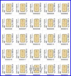 25 Gram PAMP Suisse Divisible Gold Bar (New with Assay, 25×1)