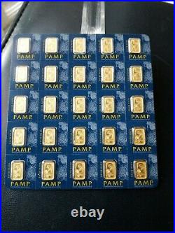 25 X 1 Gram Divisible PAMP Suisse MULTIGRAM Gold Bar Free Shipping