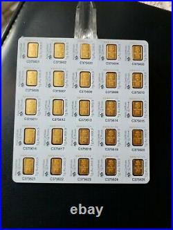 25 X 1 Gram Divisible PAMP Suisse MULTIGRAM Gold Bar Free Shipping