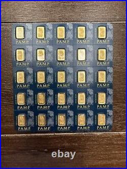 25 X 1 Gram Gold Bar Divisible PAMP Suisse MULTIGRAM. 9999 Fine Gold Bar