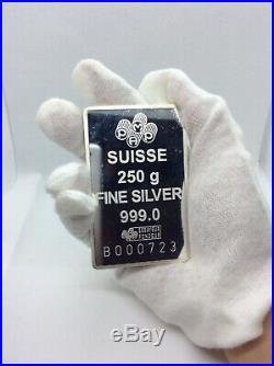 250 Gram PAMP Suisse Fortuna Silver Bar with Assay Very and Holder