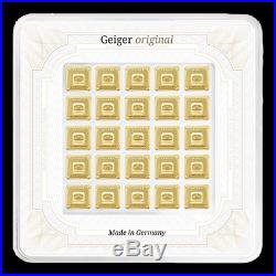 25x 1 gram Gold Bar Geiger Edelmetalle (Original Multicard) Gold Bullion Germany
