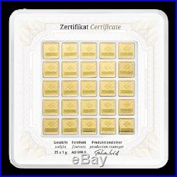 25x 1 gram Gold Bar Geiger Edelmetalle (Original Multicard) Gold Bullion Germany