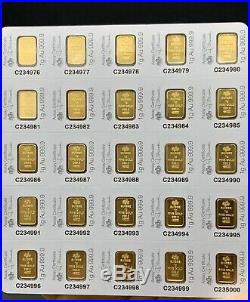 25x1 gram Gold Bar PAMP Suisse -Fortuna- 999.9 Fine in Sealed Assay