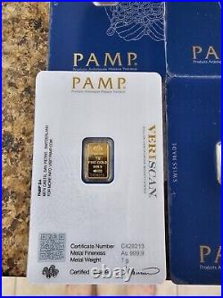 25x1 gram Gold Bar PAMP Suisse Fortuna 999.9 Fine in Sealed Assay