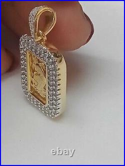 2ct Lab Moissanite Swiss bar Pamp Suisse Lady Fortuna Pendant Sterling Silver