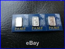 (3) Pamp 1 Gram 999.5 Platinum Bars-