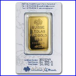 3 Tolas Gold Bar PAMP Suisse Fortuna (In Assay)