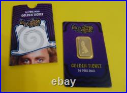 5 Gram. 9999 Fine GOLD Bar PAMP Suisse Willy Wonka Golden Ticket Assay 0774/3000