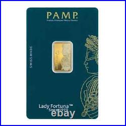 5 Gram Gold Bar PAMP Suisse Lady Fortuna Veriscan 45th Anniversary In Assay