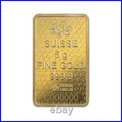 5 Gram Gold Bar PAMP Suisse Lady Fortuna Veriscan 45th Anniversary In Assay