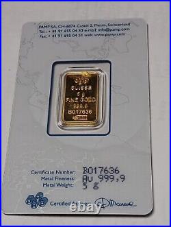 5 Gram PAMP Suisse Fortuna Veriscan Gold Bar (New with Assay) #2