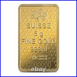 5 Gram PAMP Suisse Lady Fortuna Veriscan 45th Gold Bar (New with Assay)