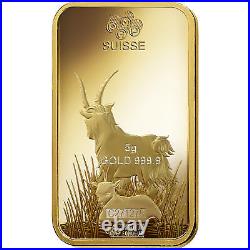 5 Gram PAMP Suisse Lunar Goat Gold Bar (New with Assay)
