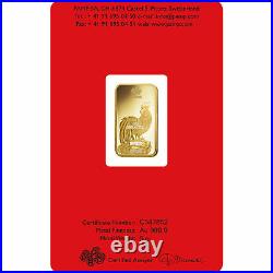 5 Gram Pamp Suisse. 999 Rooster Bar Pendant 24MMX15MM Encased in 14k Gold