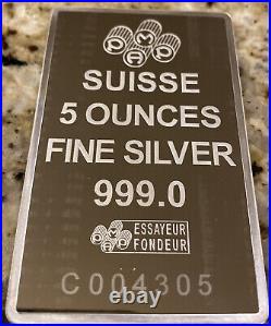 5 Oz PAMP Suisse Silver Bar Beautiful Bar