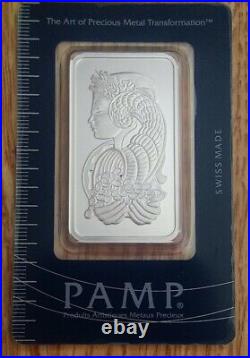 5 Stunning 1oz Silver Suisse Pamp Lady Fortuna Bars Consecutive Serial #'s