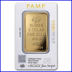 5 Tolas Gold Bar PAMP Suisse Fortuna