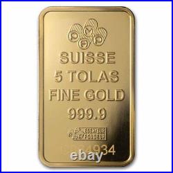 5 Tolas Gold Bar PAMP Suisse Fortuna