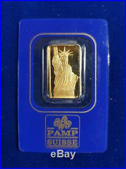 5 g gram Gold Bar -PAMP SUISSE 999.9 Fine Sealed Assay RARE NO FLAG LIBERTY