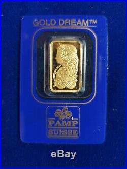 5 g gram Gold Bar -PAMP SUISSE 999.9 Fine in Sealed Assay SHIPS IN 1 DAY