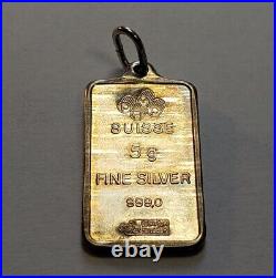 5 gram. 999 Silver Bar PAMP Suisse Essayeur Fondeur Falcon Rare -F6682
