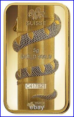 5 gram Fine Gold Bar 999.9 PAMP Suisse Lunar Snake