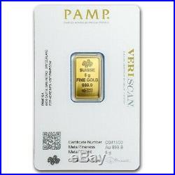 5 gram Gold Bar NEW PAMP Suisse Fortuna Sealed Assay VERISCAN