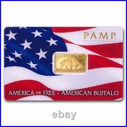 5 gram Gold Bar PAMP America The Free Buffalo