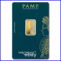 5 gram Gold Bar PAMP Lady Fortuna 45th Anniversary (In Assay)