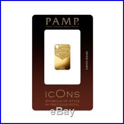 5 gram Gold Bar PAMP Suisse Chantilly Lace. 9999 Fine (In Assay)