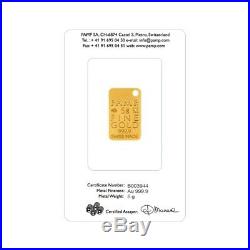 5 gram Gold Bar PAMP Suisse Chantilly Lace. 9999 Fine (In Assay)