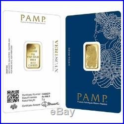 5 gram Gold Bar PAMP Suisse Fortuna 999.9 Fine Factory Sealed Veriscan