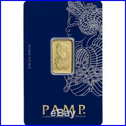 5 gram Gold Bar PAMP Suisse Fortuna 999.9 Fine in Assay Five 5 Bars