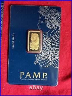 5 gram Gold Bar PAMP Suisse Fortuna 999.9 Fine in Sealed Assay