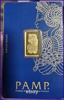 5 gram Gold Bar PAMP Suisse Fortuna 999.9 Fine in Sealed Assay