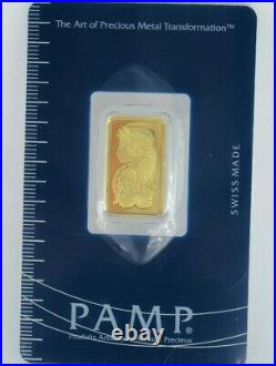 5 gram Gold Bar PAMP Suisse Fortuna 999.9 Fine in Sealed Assay
