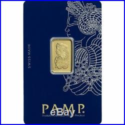 5 gram Gold Bar PAMP Suisse Fortuna 999.9 Fine in Sealed Assay Credit Card Size