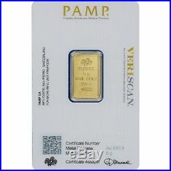 5 gram Gold Bar PAMP Suisse Fortuna 999.9 Fine in Sealed Assay Credit Card Size