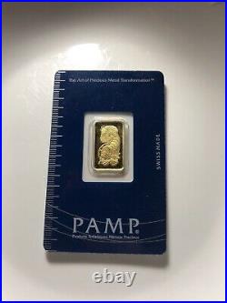 5 gram Gold Bar PAMP Suisse Fortuna 999.9 Fine in Sealed COA