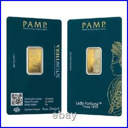 5 gram Gold Bar PAMP Suisse Lady Fortuna 45th Ann (In Assay)