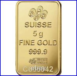 5 gram Gold Bar PAMP Suisse Lady Fortuna 999.9 Fine in Sealed Assay