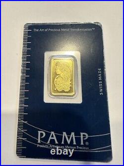 5 gram Gold Bar PAMP Suisse Lady Fortuna 999.9 Fine in Sealed Assay