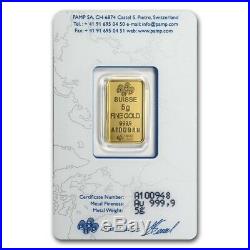 5 gram Gold Bar PAMP Suisse Lady Fortuna (In Assay) SKU #19043