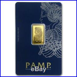 5 gram Gold Bar PAMP Suisse Lady Fortuna Veriscan 999.9 Fine (in Assay)