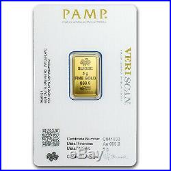 5 gram Gold Bar PAMP Suisse Lady Fortuna Veriscan (In Assay) SKU #82247