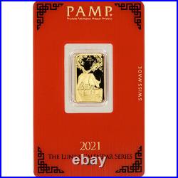 5 gram Gold Bar PAMP Suisse Lunar Year of the Ox 999.9 Fine in Assay
