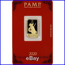 5 gram Gold Bar PAMP Suisse Lunar Year of the Rat 999.9 Fine in Assay